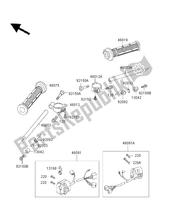 Todas las partes para Manillar de Kawasaki Ninja ZX 7 RR 750 1996