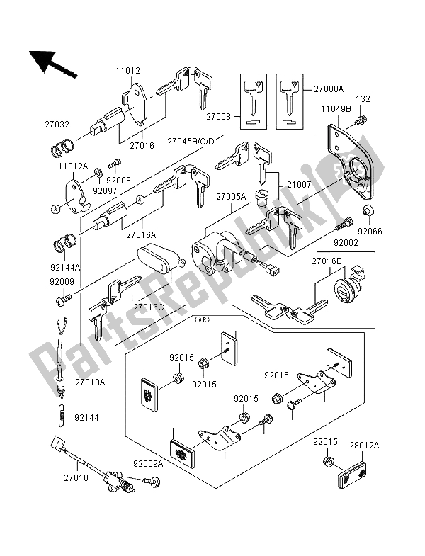 Todas las partes para Switch De Ignición de Kawasaki EN 500 1997