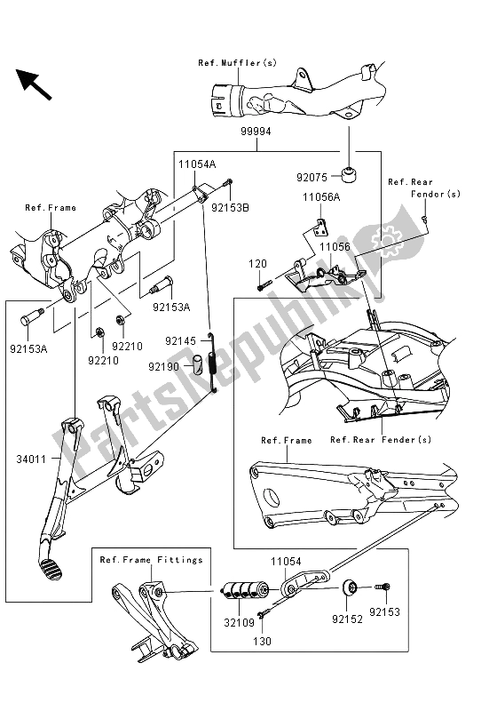All parts for the Accessory (centerstand) of the Kawasaki ZZR 1400 ABS 2013