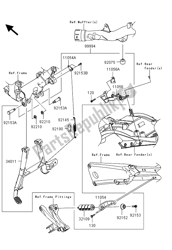 All parts for the Accessory (centerstand) of the Kawasaki ZZR 1400 ABS 2013