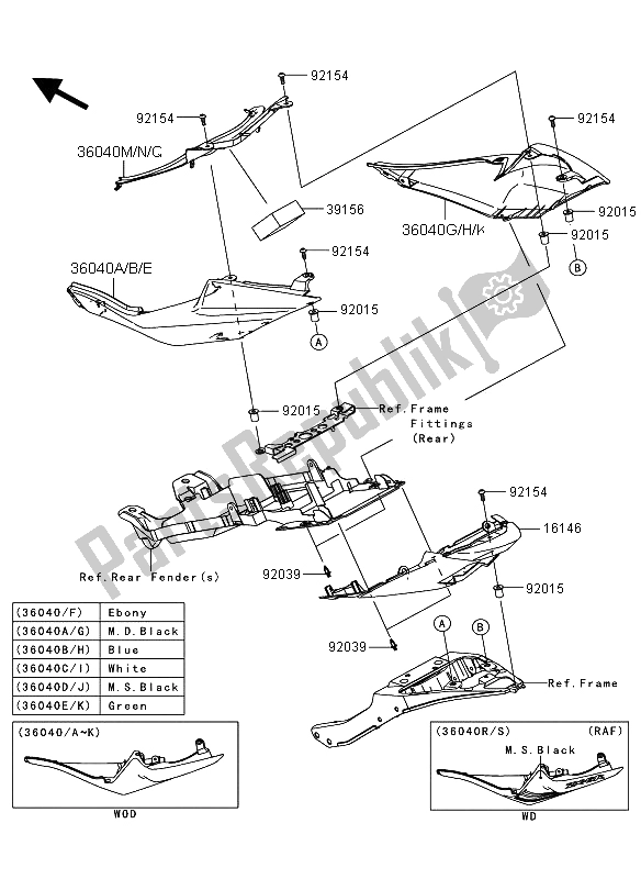 Todas as partes de Tampas Laterais do Kawasaki Ninja ZX 6R 600 2009