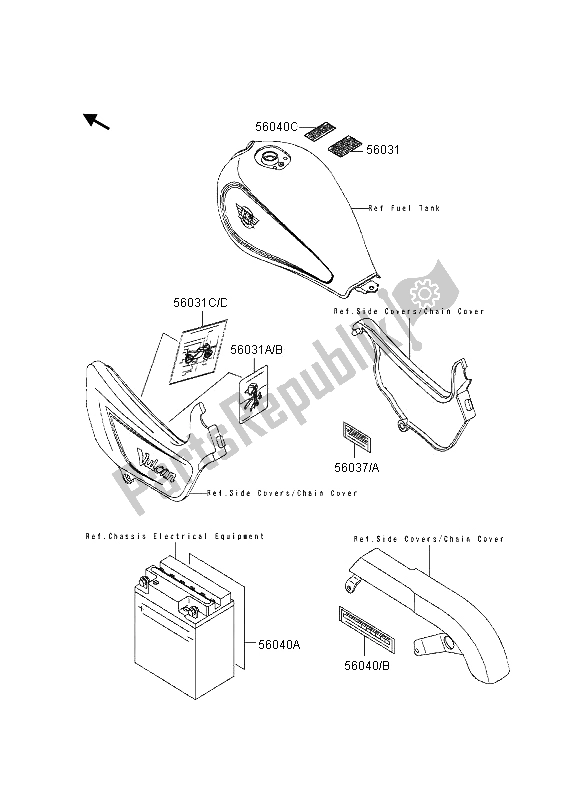 Toutes les pièces pour le Étiquettes du Kawasaki EN 500 1995