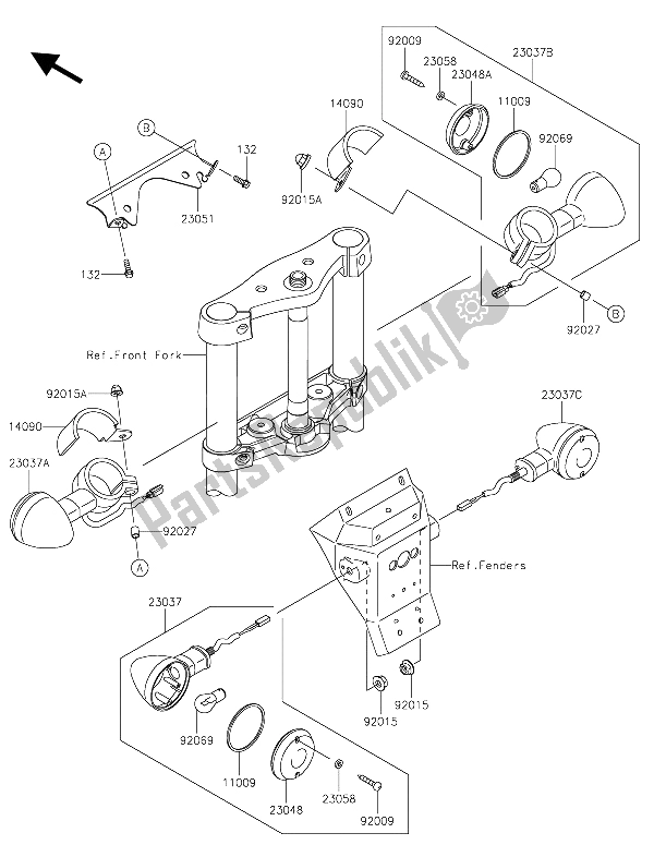 All parts for the Turn Signals of the Kawasaki VN 900 Custom 2015