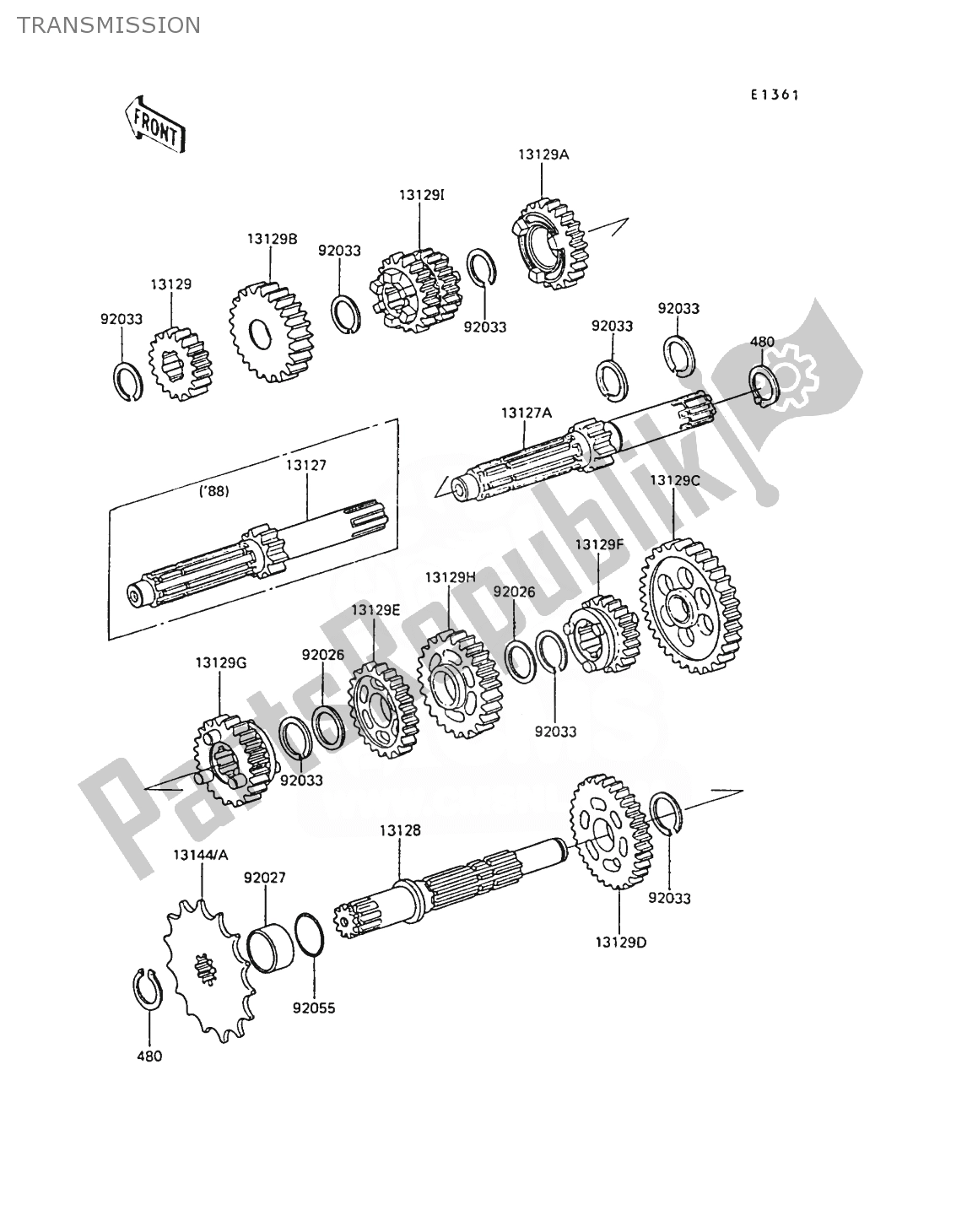 Todas las partes para Transmisión de Kawasaki AR 80 1989