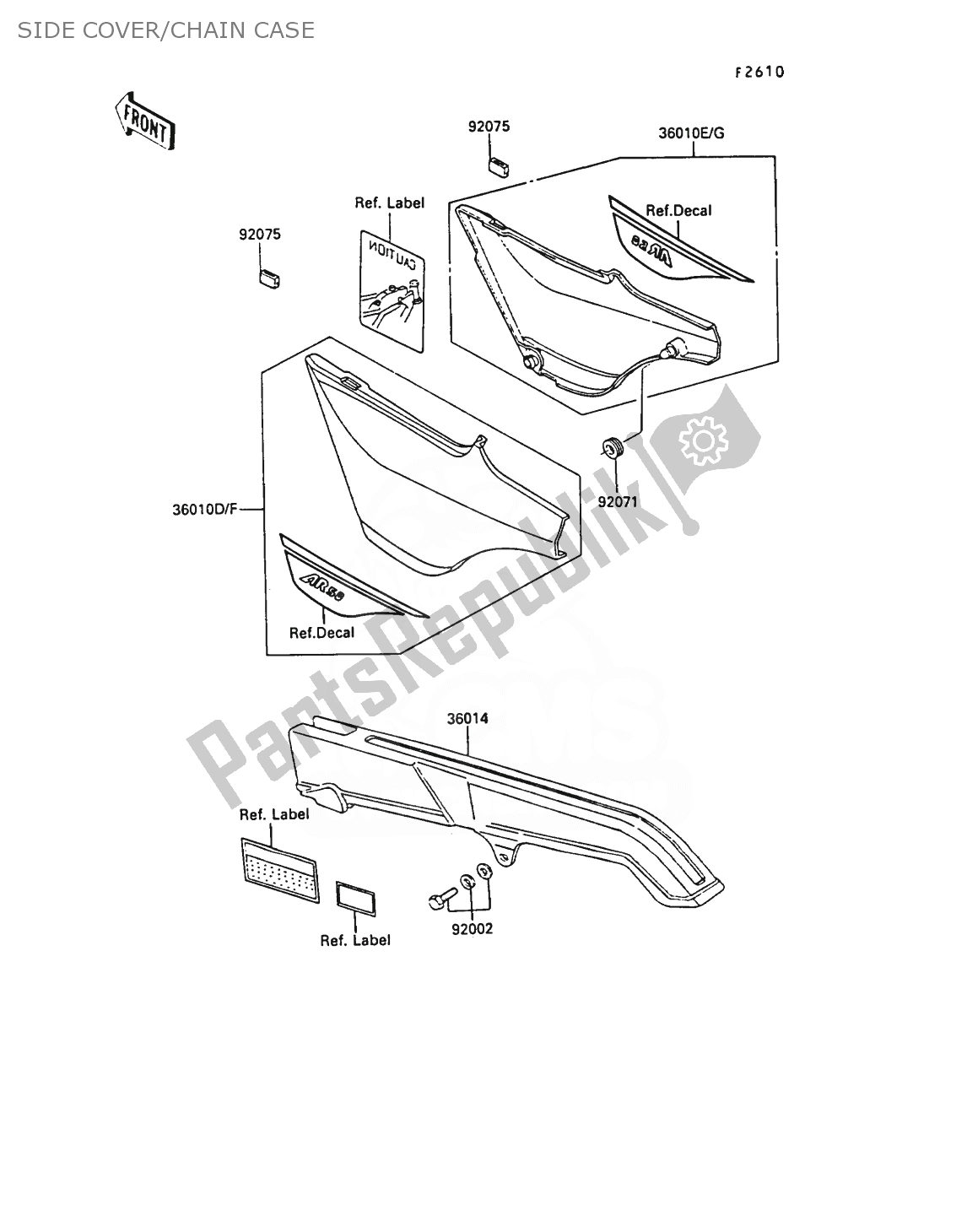 Todas las partes para Side Cover/chain Case de Kawasaki AR 50 1989