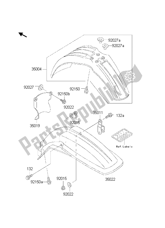 All parts for the Fenders of the Kawasaki KX 500 2002