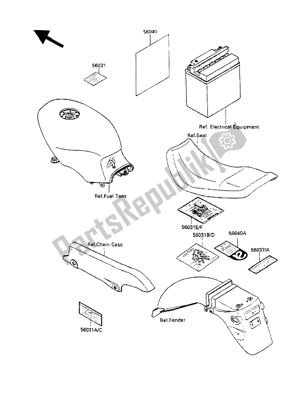 Tutte le parti per il Etichette del Kawasaki GPZ 500S 1989