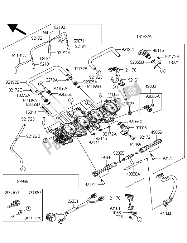 Tutte le parti per il Valvola A Farfalla del Kawasaki Ninja ZX 10R ABS 1000 2012
