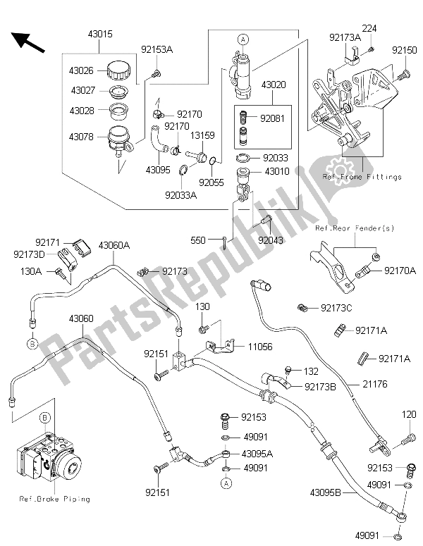 Wszystkie części do Tylny Cylinder G?ówny Kawasaki Ninja ZX 10R ABS 1000 2015