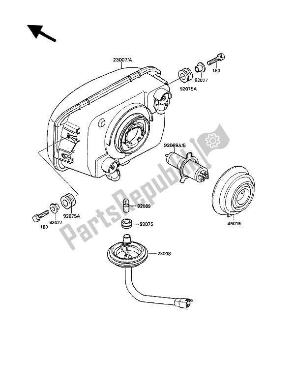 Tutte le parti per il Fari (s) del Kawasaki GPZ 500S 1987