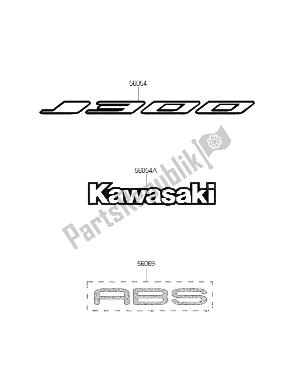 All parts for the Decals (black) of the Kawasaki J 300 ABS 2015