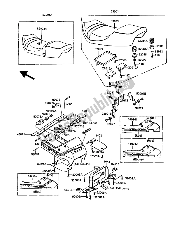 Tutte le parti per il Posto A Sedere del Kawasaki GPZ 900R 1986