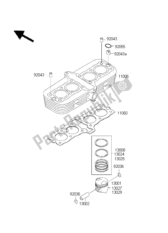 All parts for the Cylinder & Piston of the Kawasaki ZR 7S 750 2001