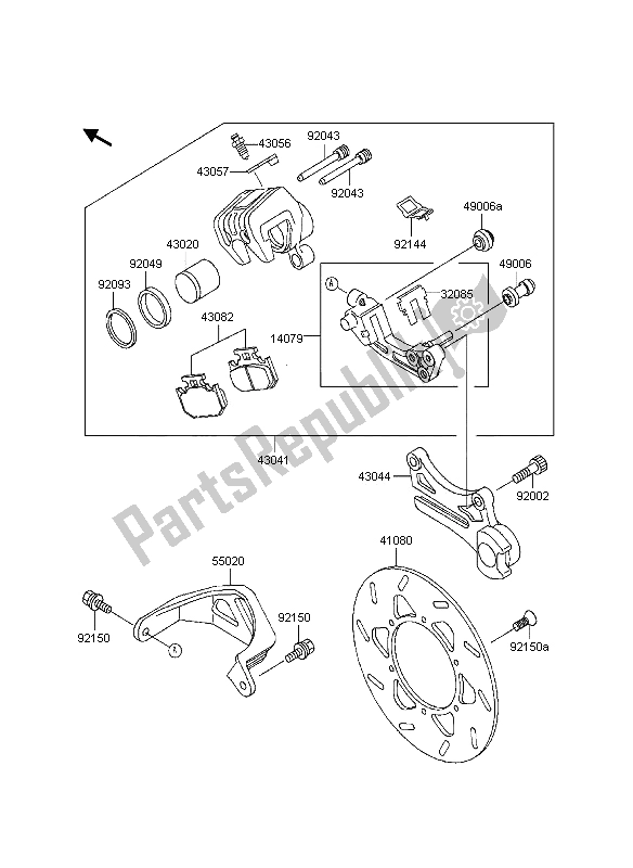 Alle onderdelen voor de Achterrem van de Kawasaki KDX 200 1997