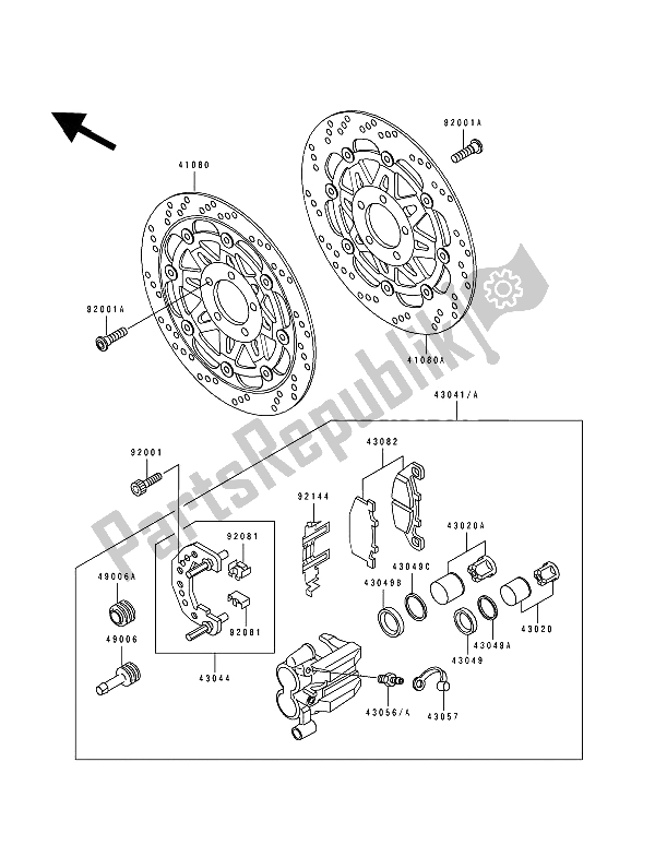 Toutes les pièces pour le Frein Avant du Kawasaki Zephyr 550 1992