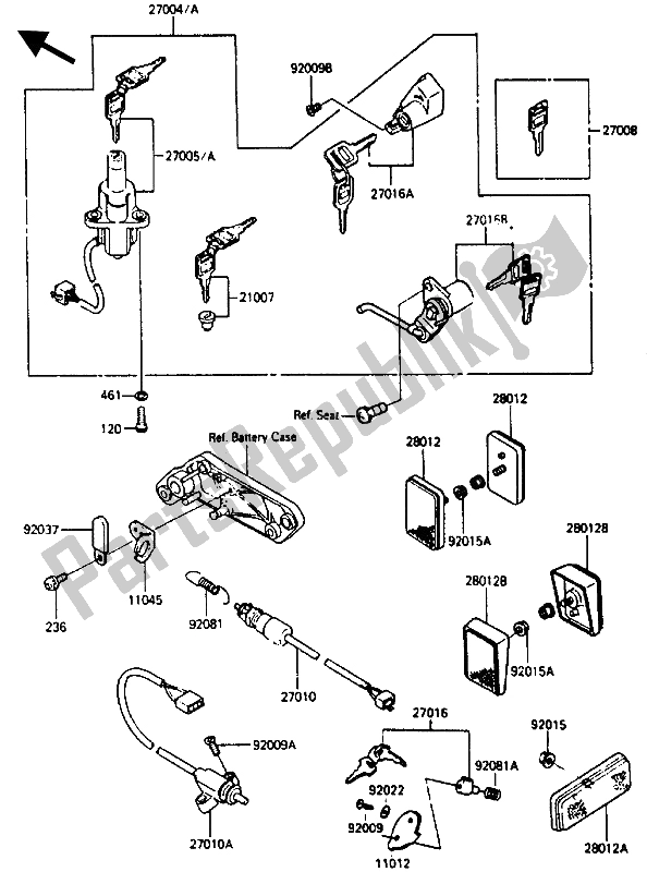 All parts for the Ignition Switch of the Kawasaki ZL 600 1987