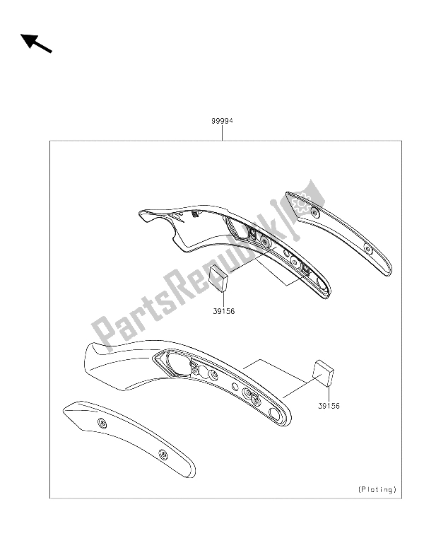 Alle onderdelen voor de Accessoire (spatbordbescherming) van de Kawasaki Vulcan S ABS 650 2015