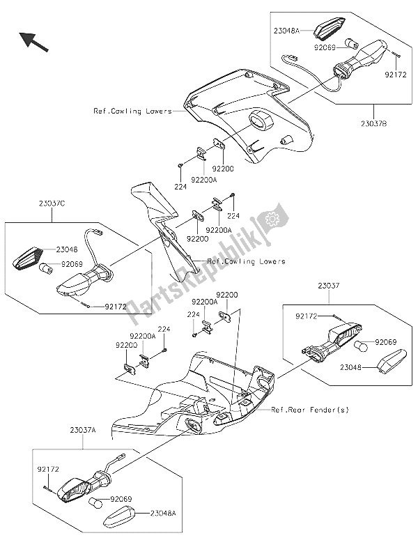 Tutte le parti per il Indicatori Di Direzione del Kawasaki Versys 1000 2016