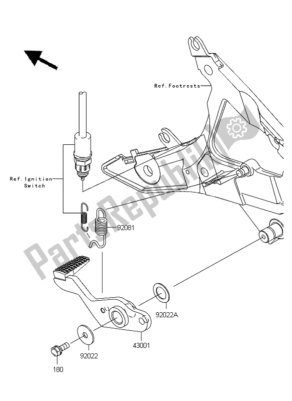 All parts for the Brake Pedal of the Kawasaki ER 6F ABS 650 2010