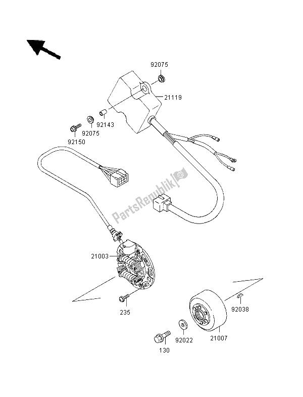 Tutte le parti per il Generatore del Kawasaki KX 125 1996