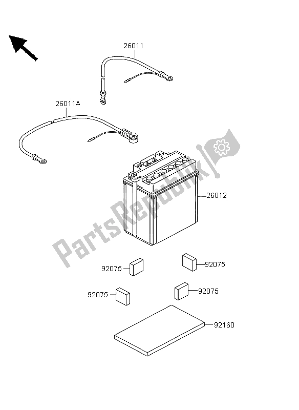 All parts for the Optional Parts (battery) of the Kawasaki KVF 360 4X4 2004