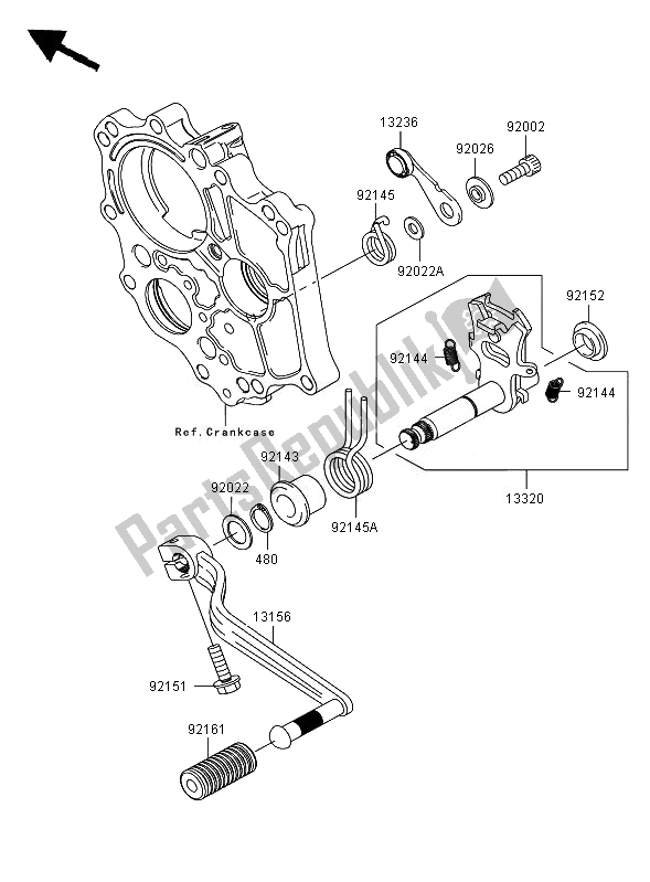 All parts for the Gear Change Mechanism of the Kawasaki ER 6N 650 2007