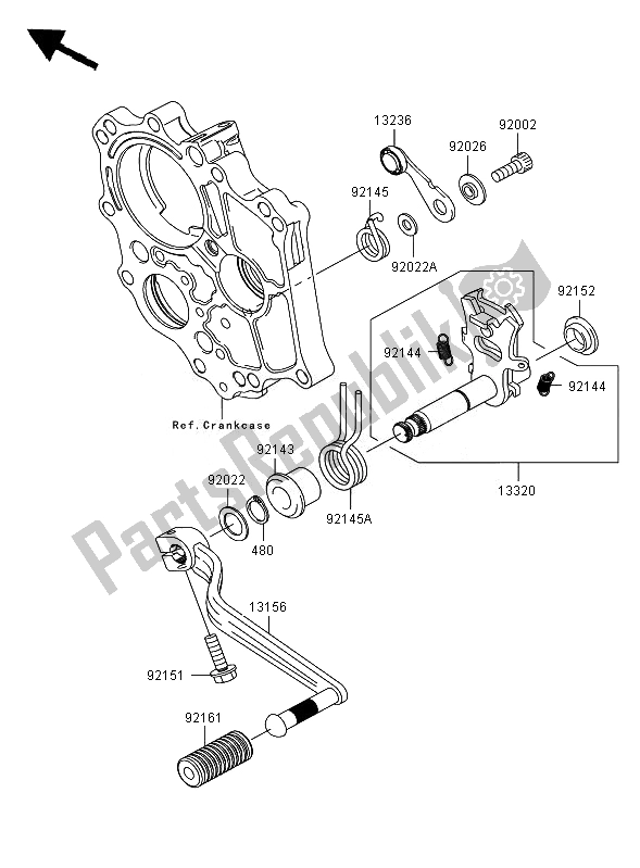 All parts for the Gear Change Mechanism of the Kawasaki ER 6N 650 2007