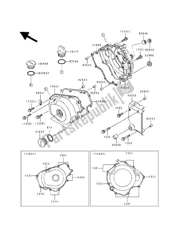 All parts for the Engine Cover(s) of the Kawasaki EL 250E 1994