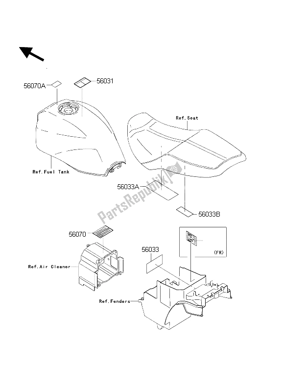 Toutes les pièces pour le Étiquettes du Kawasaki ZRX 1200 2004