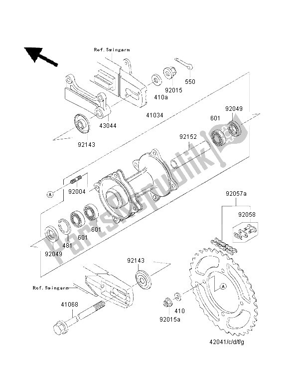 Todas as partes de Cubo Traseiro do Kawasaki KX 85 LW 2001