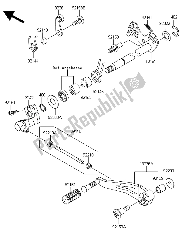 All parts for the Gear Change Mechanism of the Kawasaki Versys 1000 2012