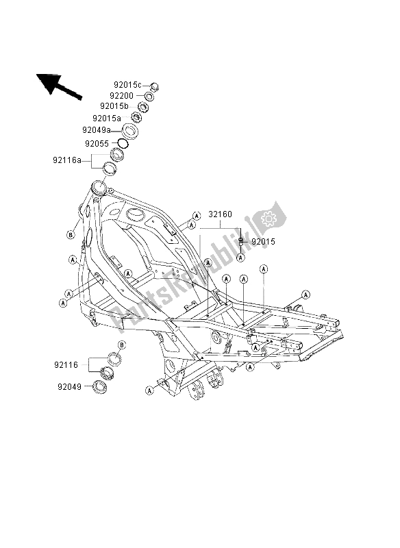 All parts for the Frame of the Kawasaki ZZR 600 2003