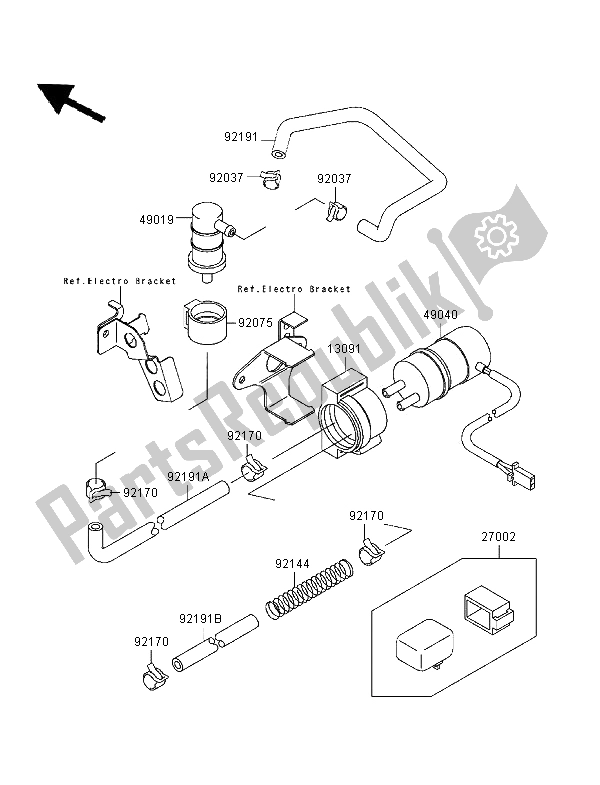 All parts for the Fuel Pump of the Kawasaki Ninja ZX 7R 750 1996