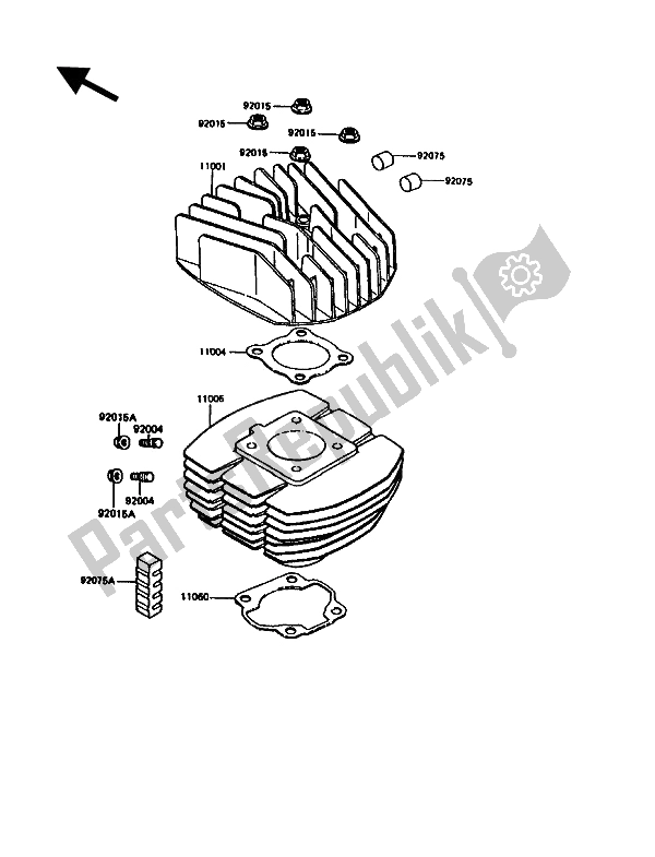 Tutte le parti per il Testata E Cilindro del Kawasaki KE 100 1994