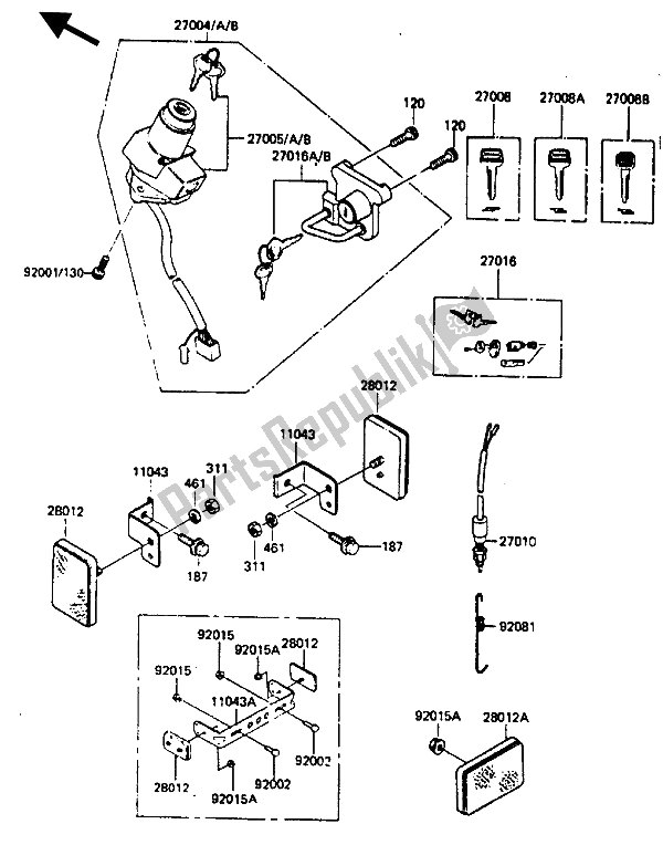 Todas las partes para Switch De Ignición de Kawasaki KLR 600 1986