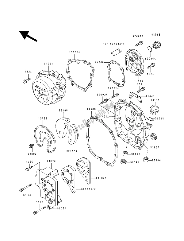 All parts for the Engine Cover of the Kawasaki ZXR 400 1991