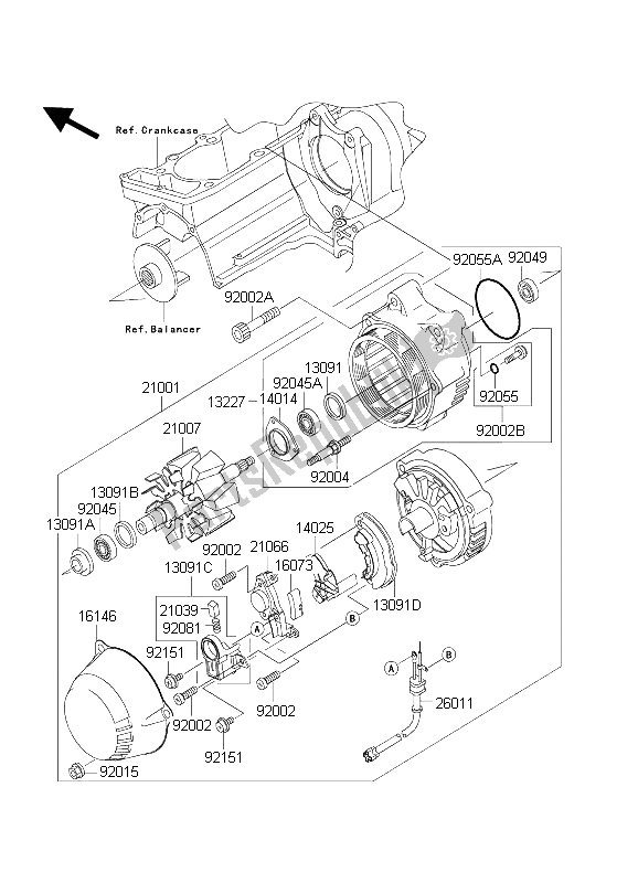 All parts for the Generator of the Kawasaki ZXR 1200S 2004