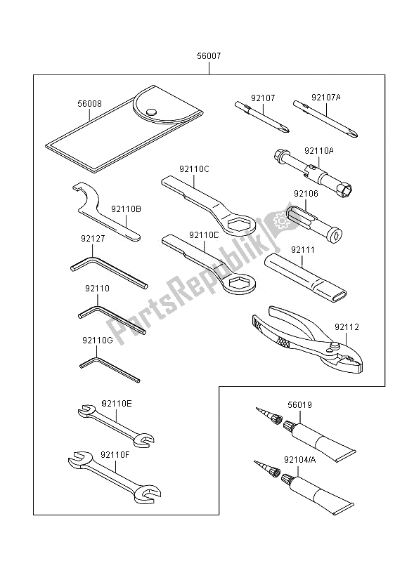 All parts for the Owners Tools of the Kawasaki Versys 650 2007