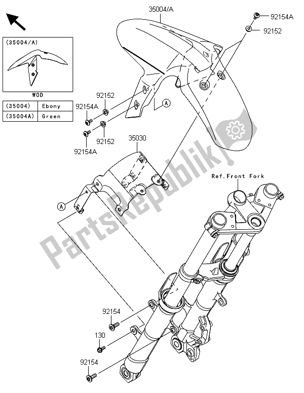 Tutte le parti per il Parafango Anteriore del Kawasaki Ninja 300 ABS 2013