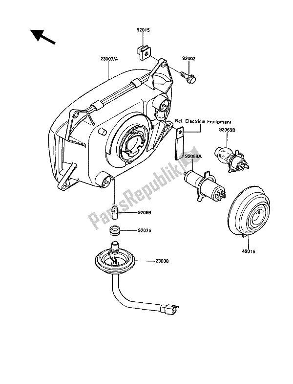 All parts for the Headlight(s) of the Kawasaki 1000 GTR 1988