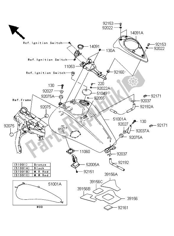 All parts for the Fuel Tank of the Kawasaki VN 1600 Classic 2004