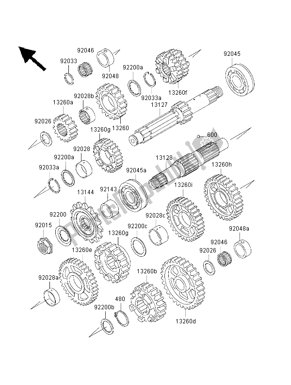 Todas las partes para Transmisión de Kawasaki Ninja ZX 7R 750 2000