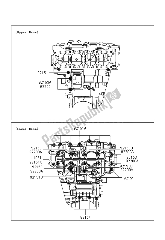 All parts for the Crankcase Bolt Pattern of the Kawasaki Ninja ZX 10R 1000 2013