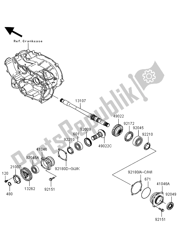 Wszystkie części do Przednia Przek? Adnia Sto? Kowa Kawasaki KVF 360 4X4 2006