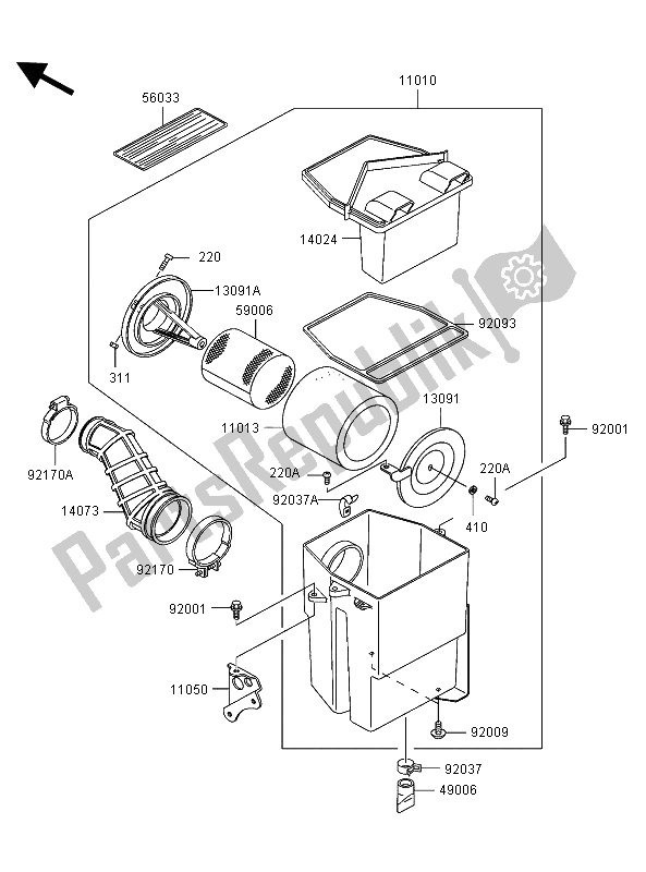 Toutes les pièces pour le Purificateur D'air du Kawasaki KLF 300 2002