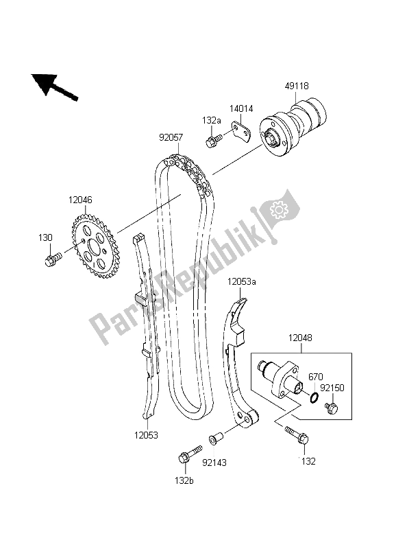 Alle onderdelen voor de Nokkenas En Spanner van de Kawasaki Eliminator 125 1999