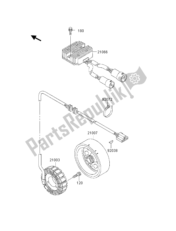 All parts for the Generator of the Kawasaki KVF 300 4X4 2001