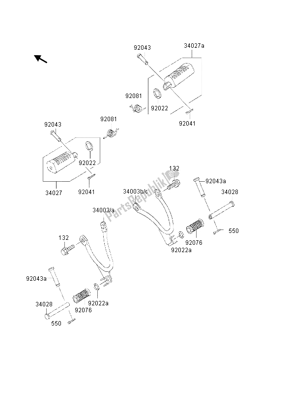All parts for the Footrests of the Kawasaki KMX 125 2002