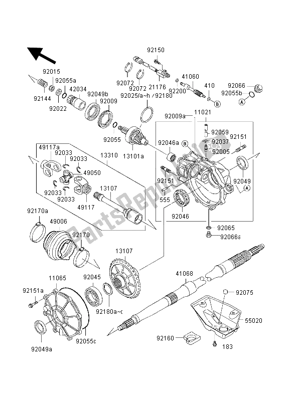 All parts for the Drive Shaft of the Kawasaki KVF 400 4X4 2002