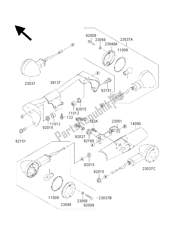 Toutes les pièces pour le Clignotants du Kawasaki VN 1500 Classic FI 2002